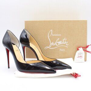 Christian Louboutin Black Patent Leather Red Sole Pointed Toe Pumps